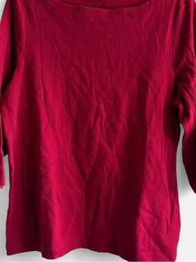 Coldwater Creek XL Size 16 Shirt Red 3/4 Sleeve Round Neck Basic 100% Cotton